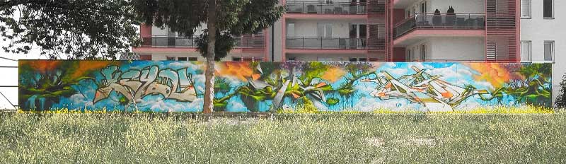 Graffiti streetart, legal sěna, síliště v Kroměříži